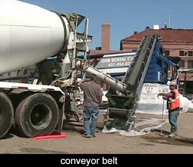 using a conveyor belt moves large volumes of concrete and discharge with pinpoint accuracy